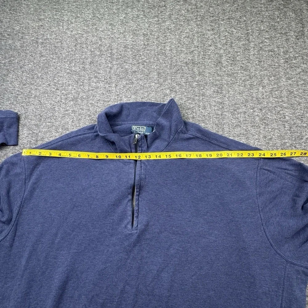 Vtg Polo Ralph Lauren Sweater Men's Sz 4XB Blue 1/4 Zip Pullover Logo‎ *Hole*